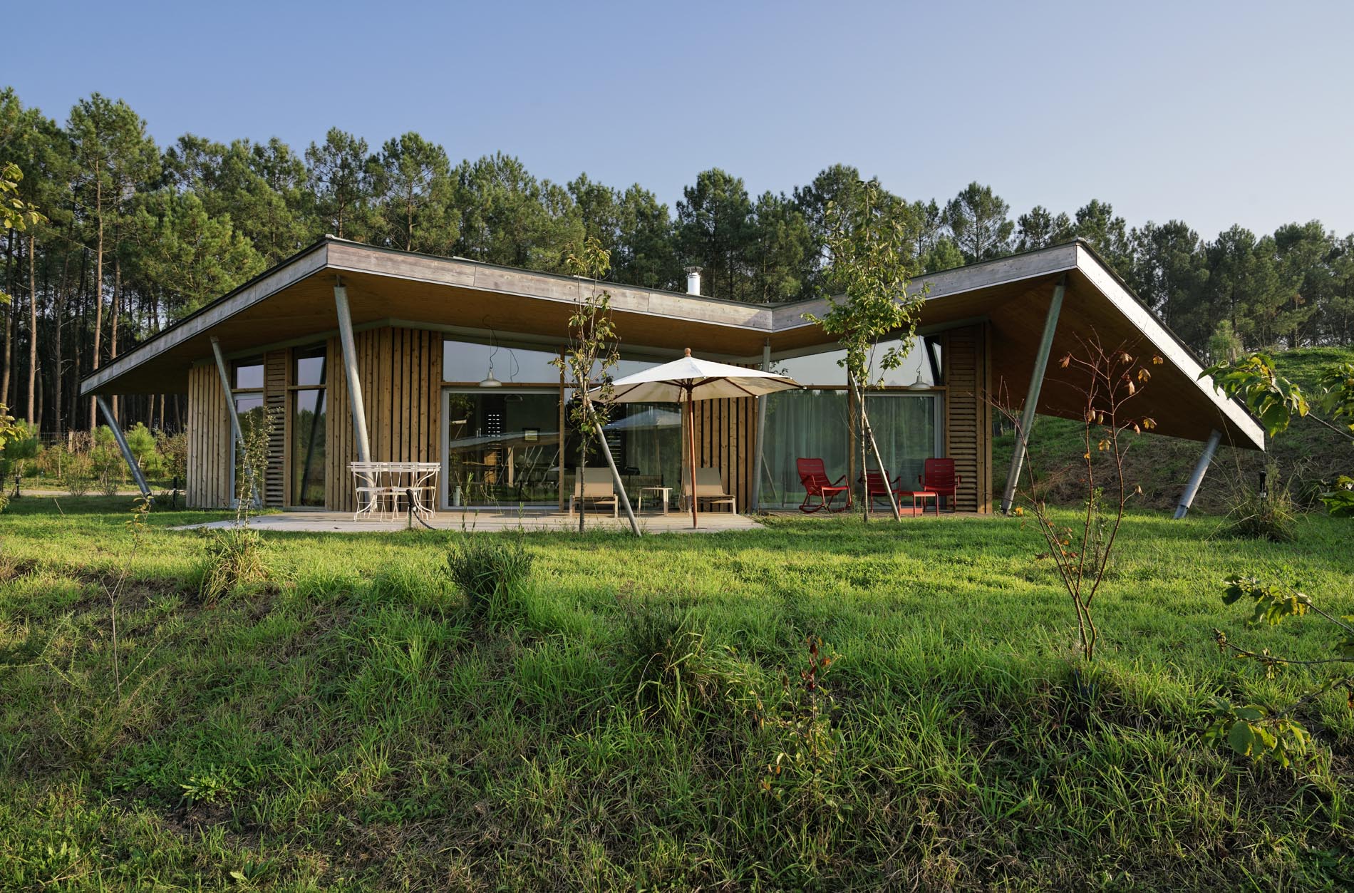 Lodge En Bois Avec Terrasse Les Echasses